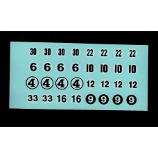 Triang Minic Motorway Transfers/Decals - Numbers